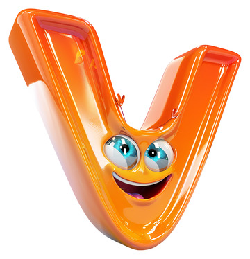 橙色怪物字母V3D插画免抠透明png素材