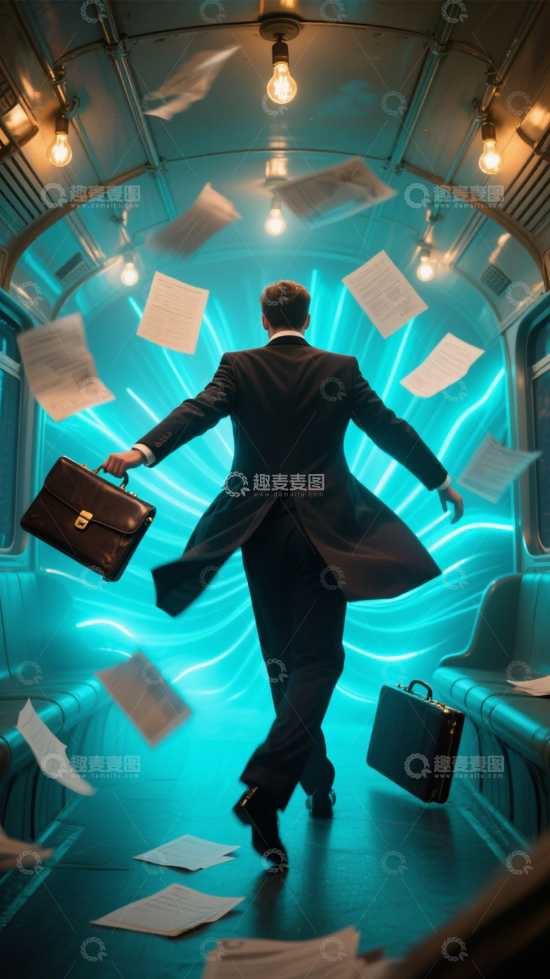 高清大图下载【趣麦麦图】职场穿梭的霓虹动感1