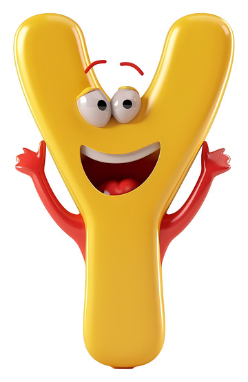 搞笑的字母Y角色3D插画透明png素材