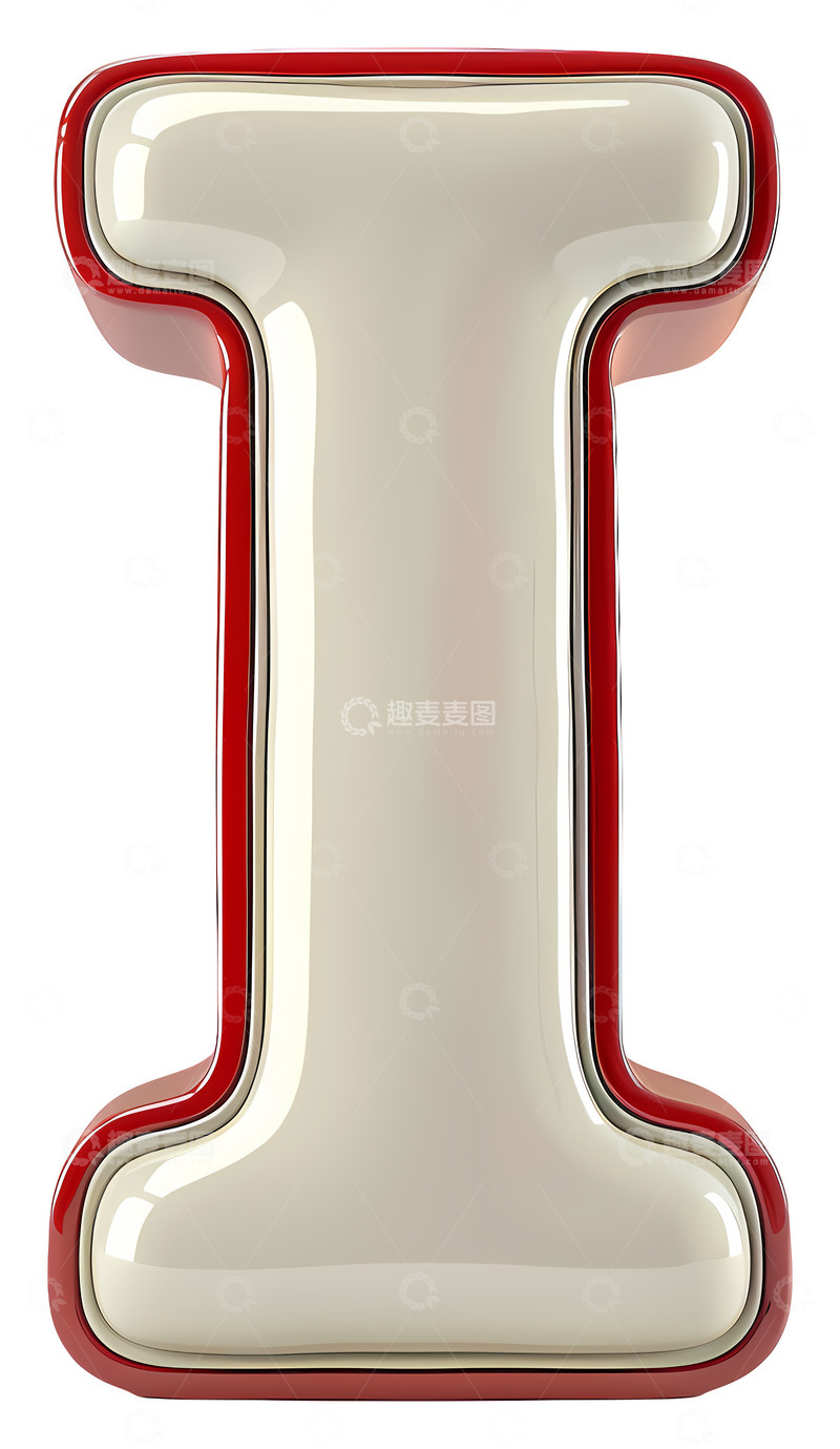 高清大图下载【趣麦麦图】红色边框的白色字母I3D插画png素材