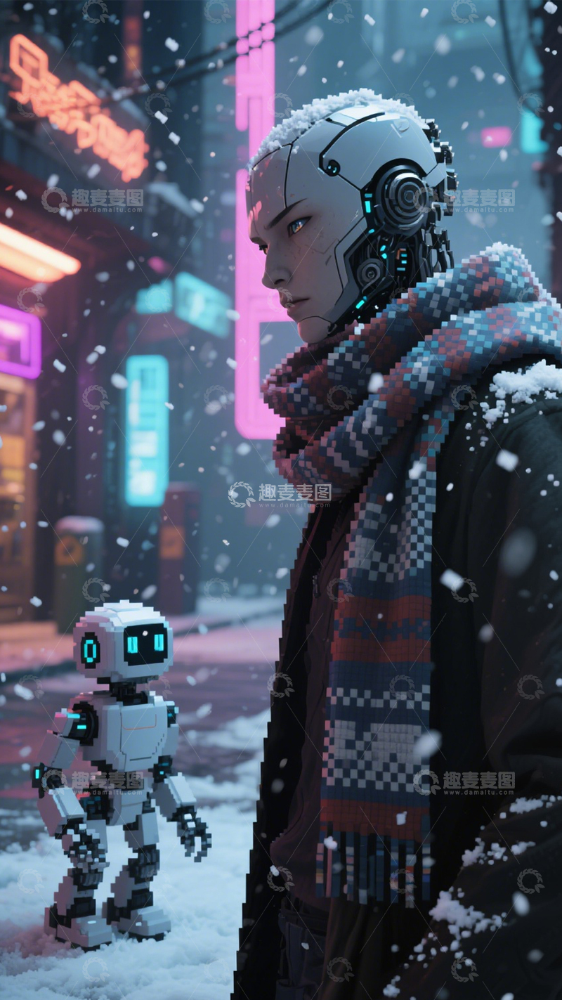 高清大图下载【趣麦麦图】赛博冬日的未来雪景2