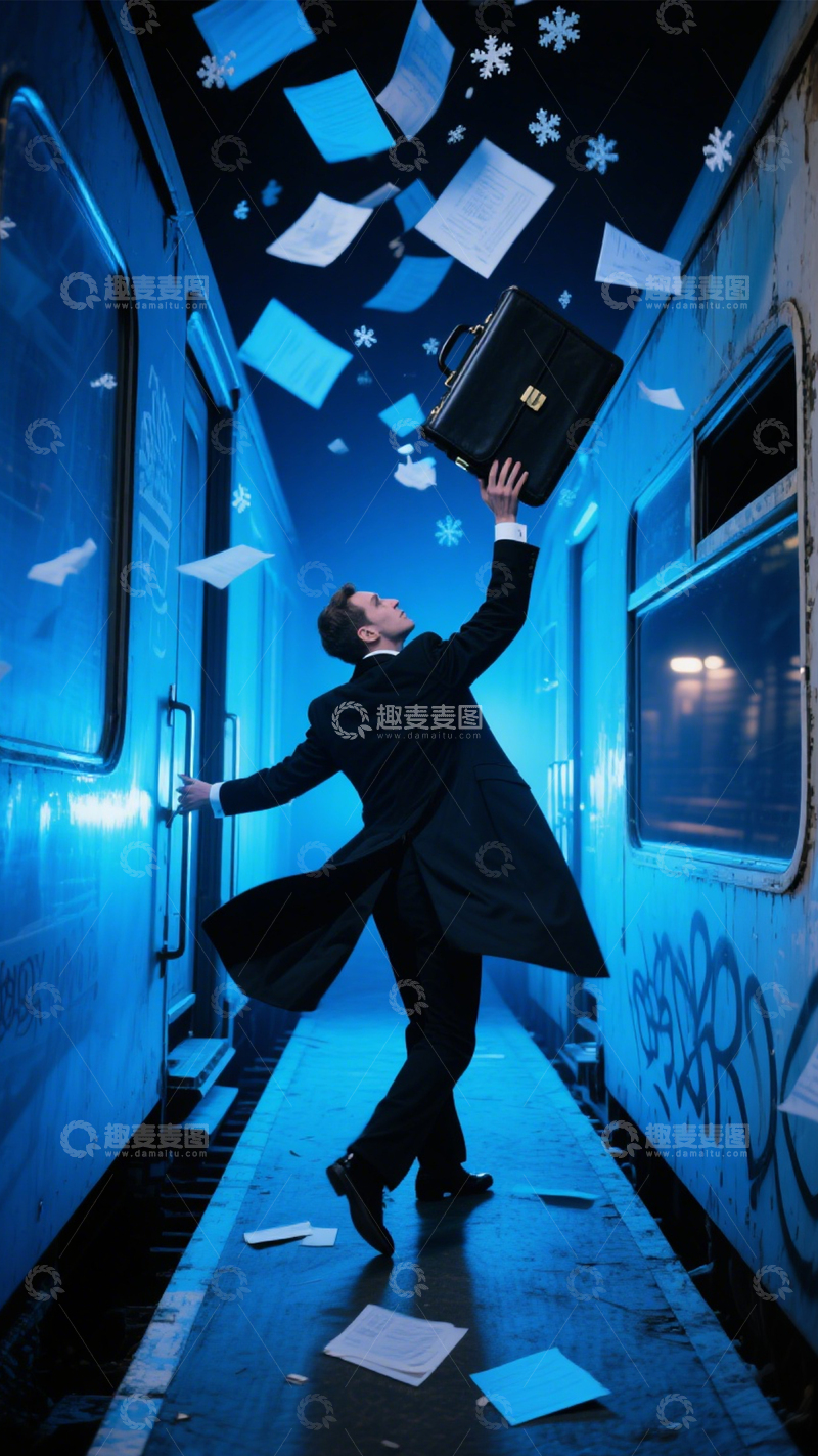 高清大图下载【趣麦麦图】职场穿梭的霓虹动感