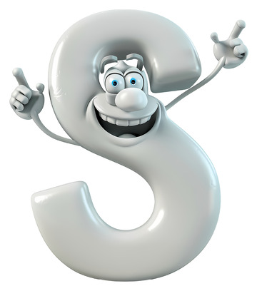 快乐表情的字母S3D插画透明png素材