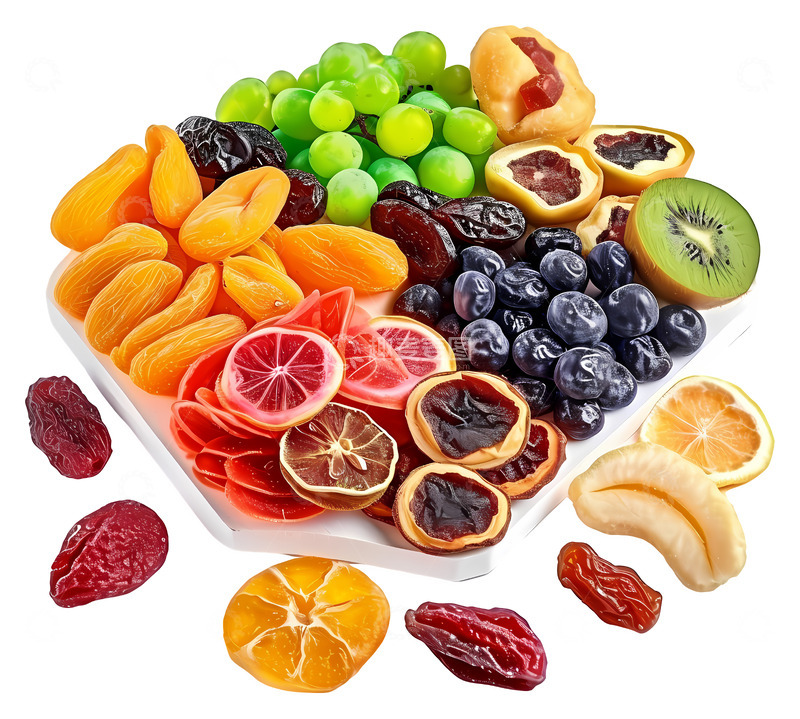 高清大图下载【趣麦麦图】彩色混合干果拼盘3D插画透明png素材
