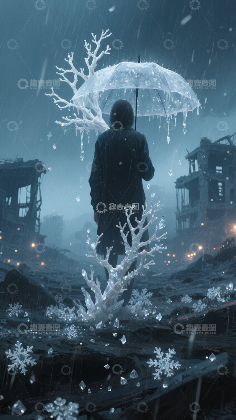 高清大图下载【趣麦麦图】残墟冰语的孤独剪影1