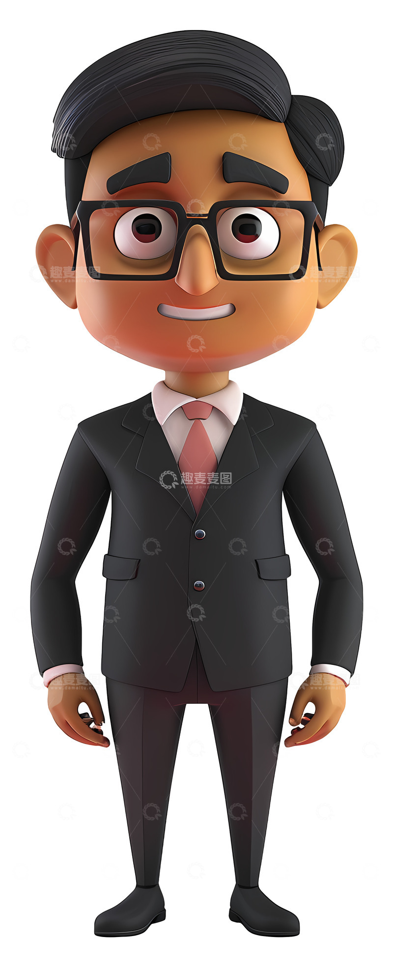 高清大图下载【趣麦麦图】穿西装和眼镜的3D商人3D插画png素材