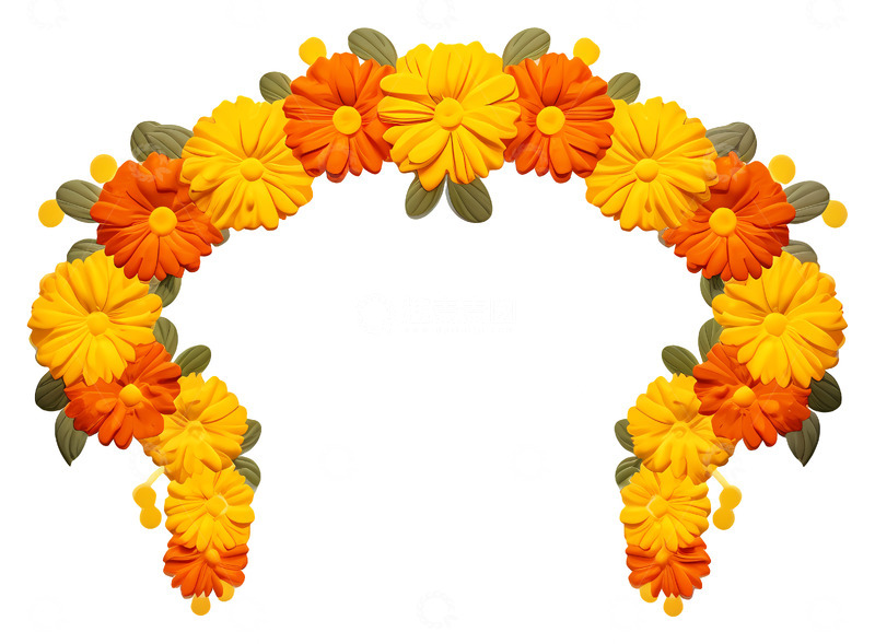 鲜艳的金盏花花环插图3D插画png素材
