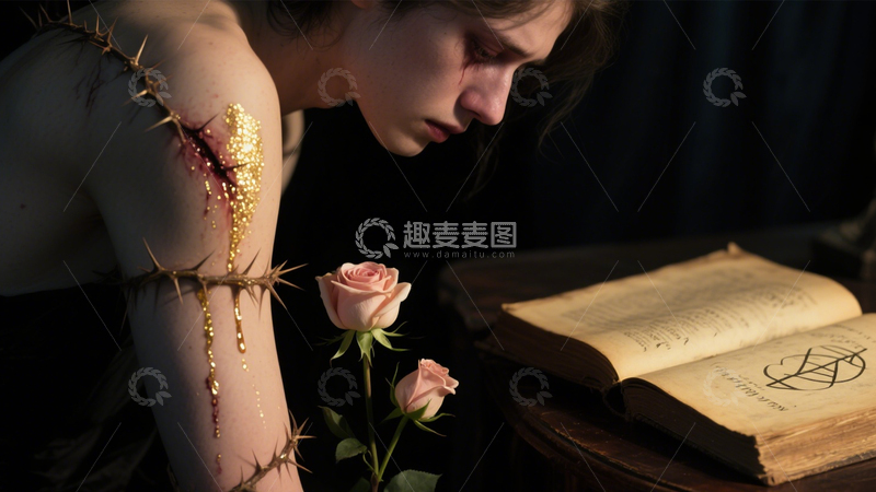 高清大图下载【趣麦麦图】孤独漫游的暮色玫瑰