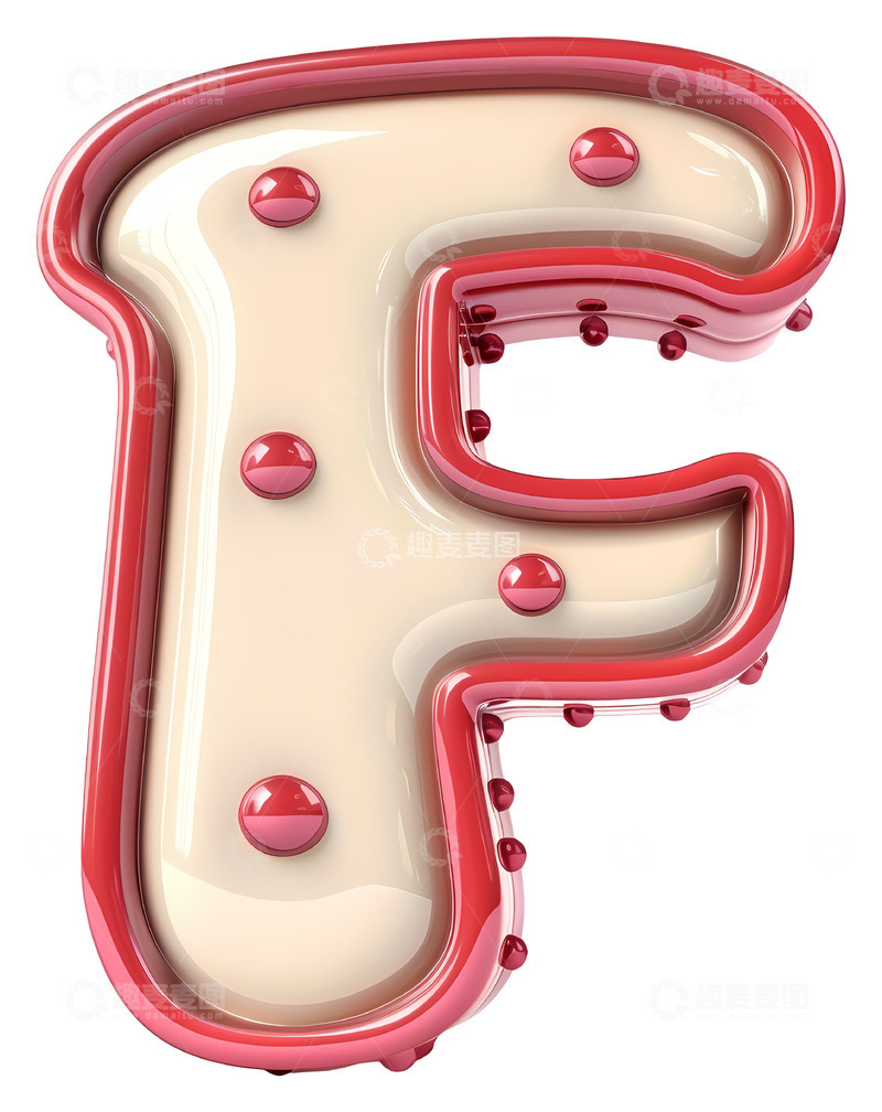 高清大图下载【趣麦麦图】装饰性字母F3D插画免抠透明png素材
