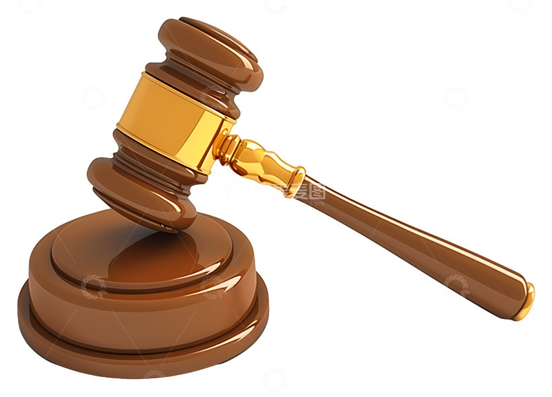 高清大图下载【趣麦麦图】用于法律裁决的法槌3D插画透明png素材