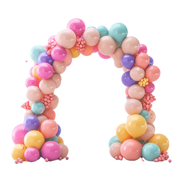 庆祝活动的彩色气球拱门3D插画png素材