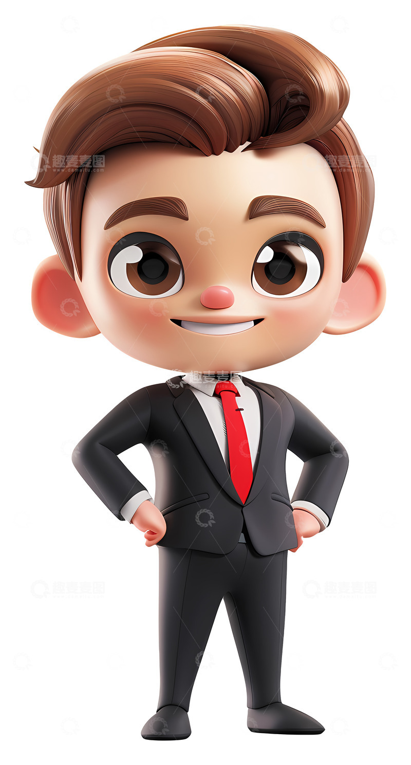 高清大图下载【趣麦麦图】微笑的商人3D卡通插画免抠透明png素材