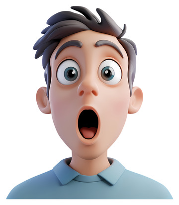 眼睛睁大的惊讶角色3D插画透明png素材