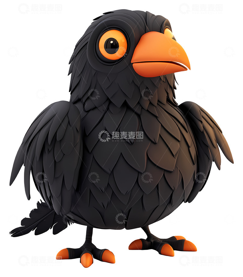 高清大图下载【趣麦麦图】3D乌鸦插画3D插画透明png素材