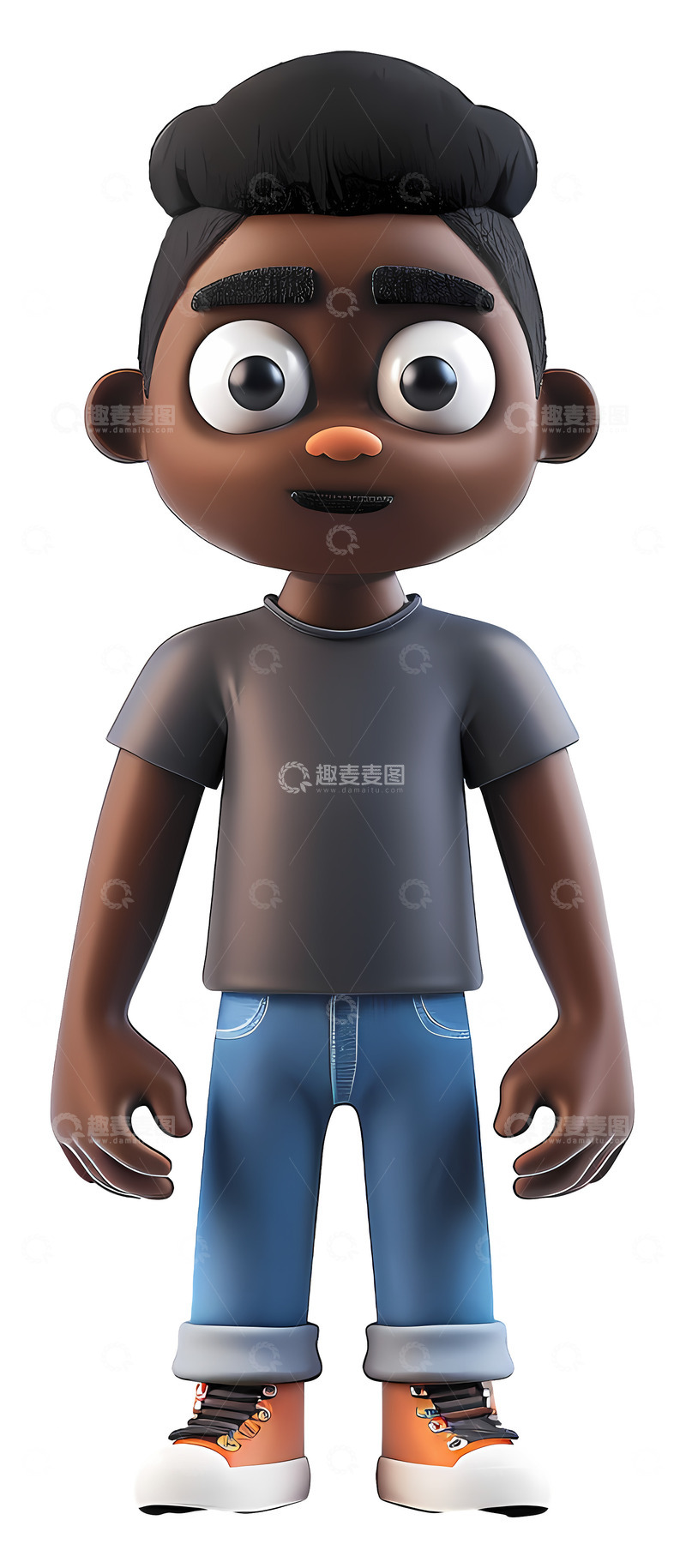 高清大图下载【趣麦麦图】3D男孩在休闲装3D插画png素材