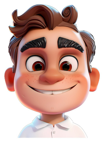 3D男孩微笑3D插画透明png素材