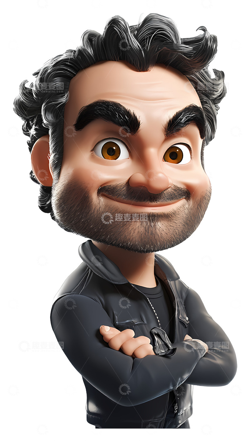 高清大图下载【趣麦麦图】性格开朗的3D男人3D插画png素材