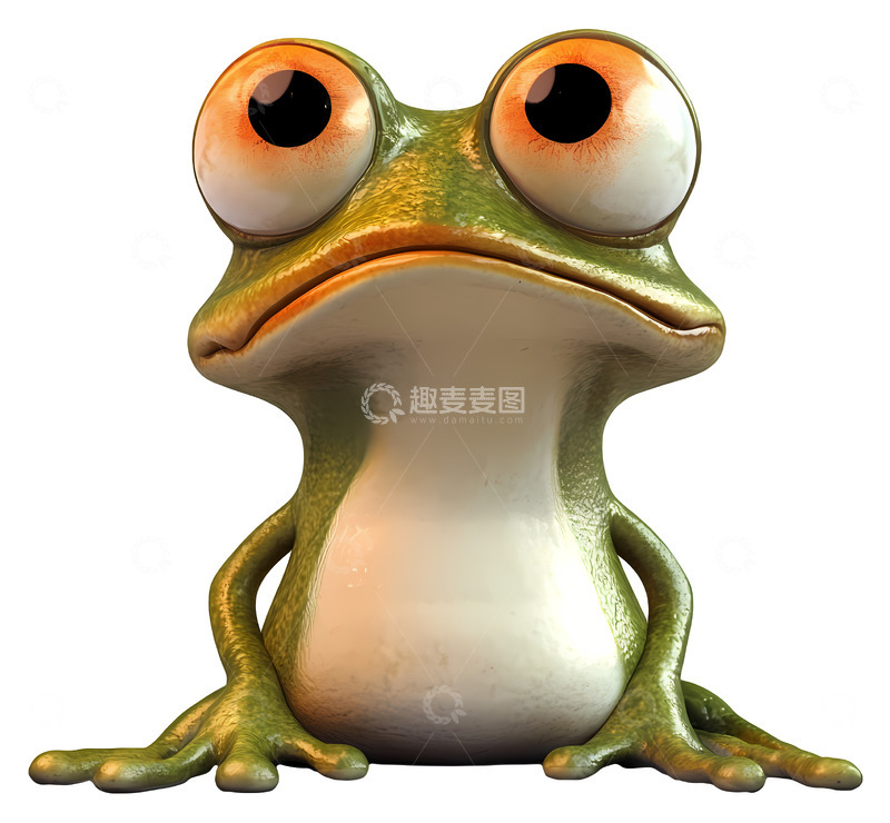 高清大图下载【趣麦麦图】3D青蛙插画3D插画透明png素材