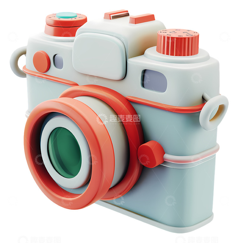 高清大图下载【趣麦麦图】复古风格的卡通相机3D卡通插画png素材