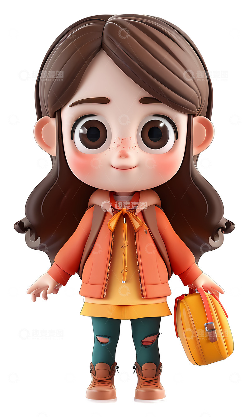 高清大图下载【趣麦麦图】3D女孩角色设计3D插画png素材