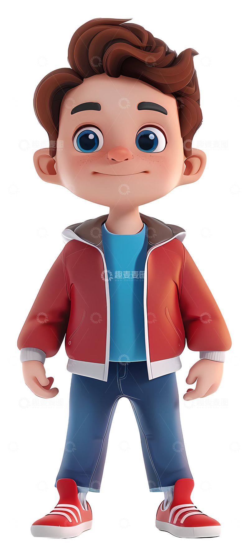 高清大图下载【趣麦麦图】男孩在橙色夹克3D插画透明png素材1