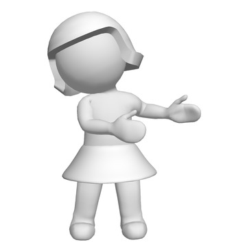 白色3D女性角色3D插画png素材