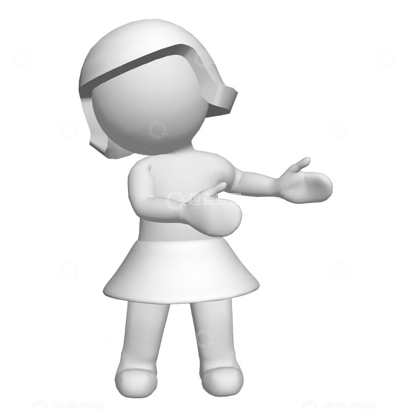 高清大图下载【趣麦麦图】白色3D女性角色3D插画png素材