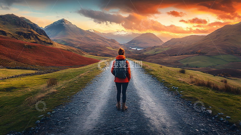 高清大图下载【趣麦麦图】山间的徒步人物2