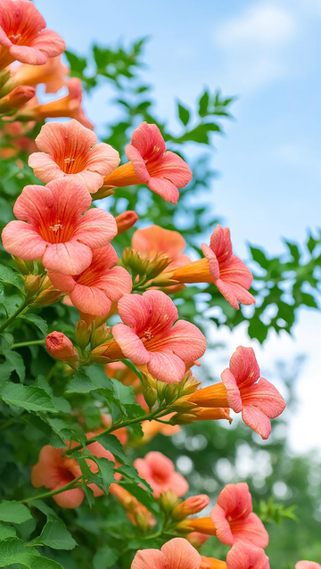 阳光下的凌霄花
