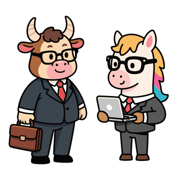小牛小马可爱拟人白领形象