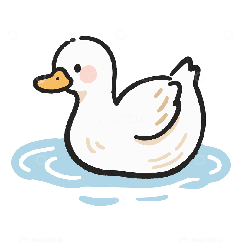 源文件下载【趣麦麦图】水里白色的小鸭子