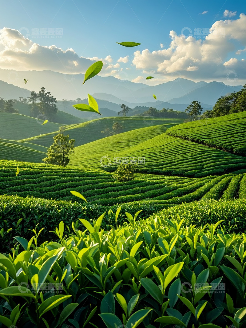 高清大图下载【趣麦麦图】AICG摄影清新茶园大自然场景3