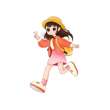旅行背包卡通小女孩元素