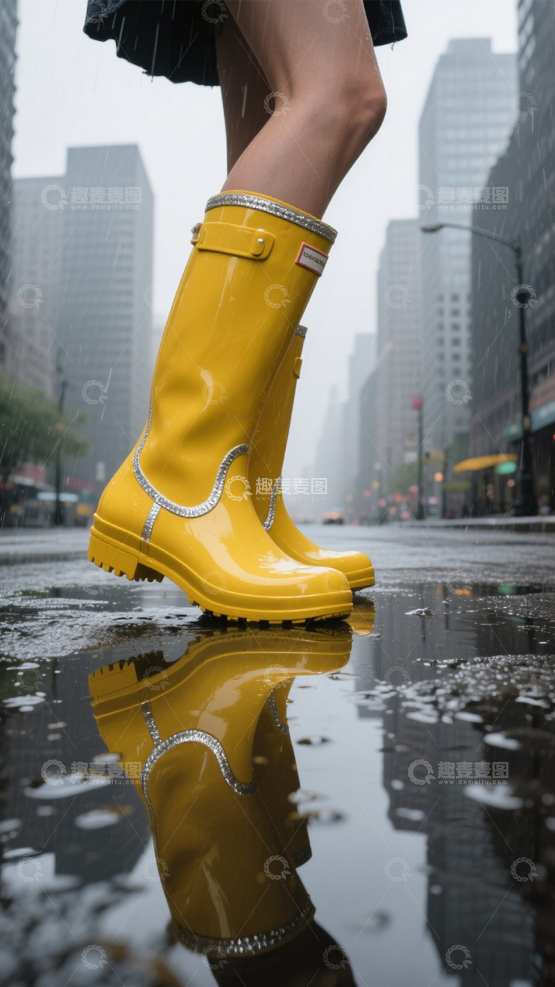 高清大图下载【趣麦麦图】雨靴雨天时尚街景2