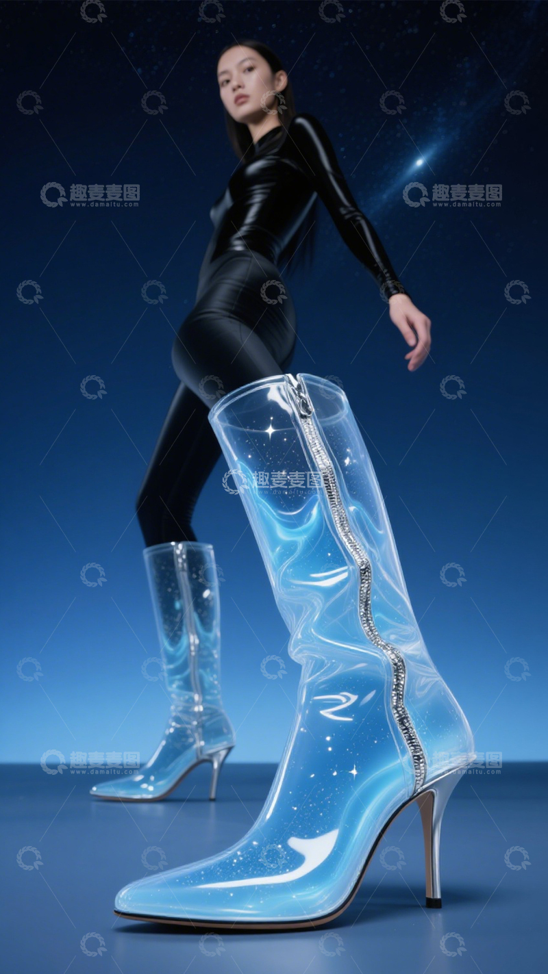高清大图下载【趣麦麦图】透明长靴时尚潮流2