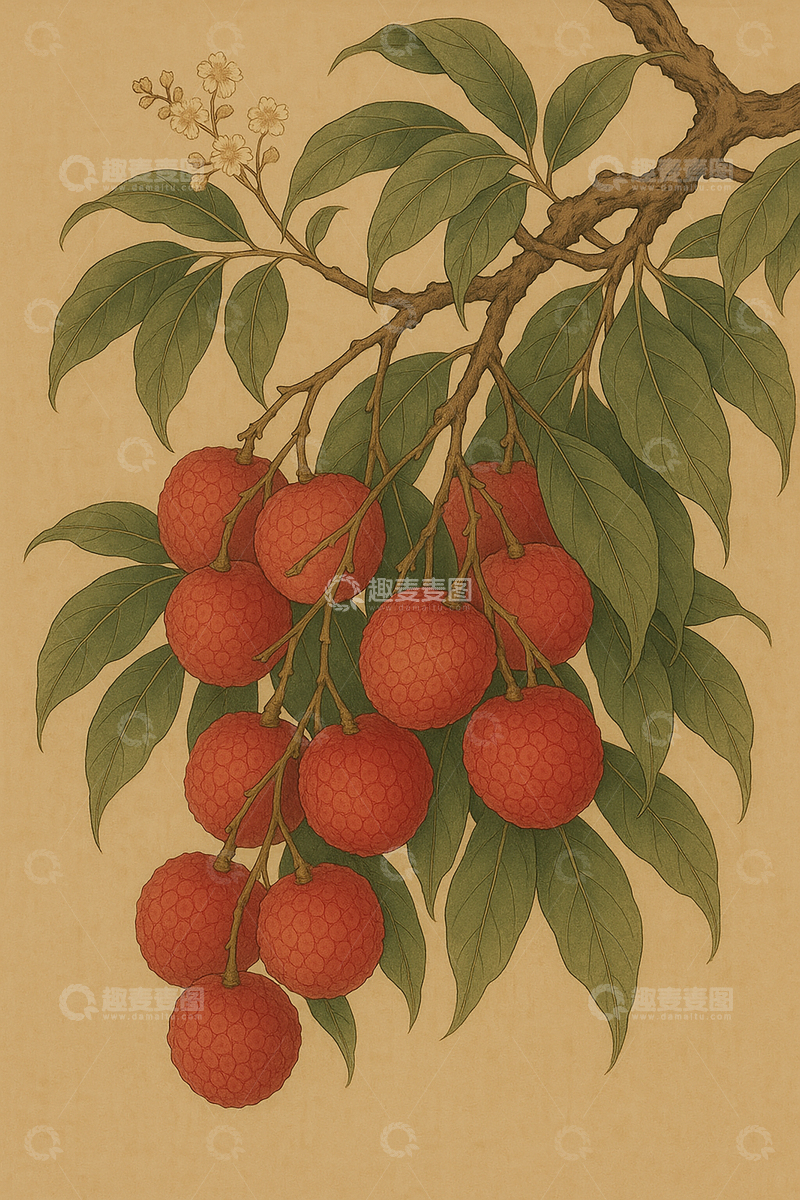 高清大图下载【趣麦麦图】荔枝红艳映绿叶