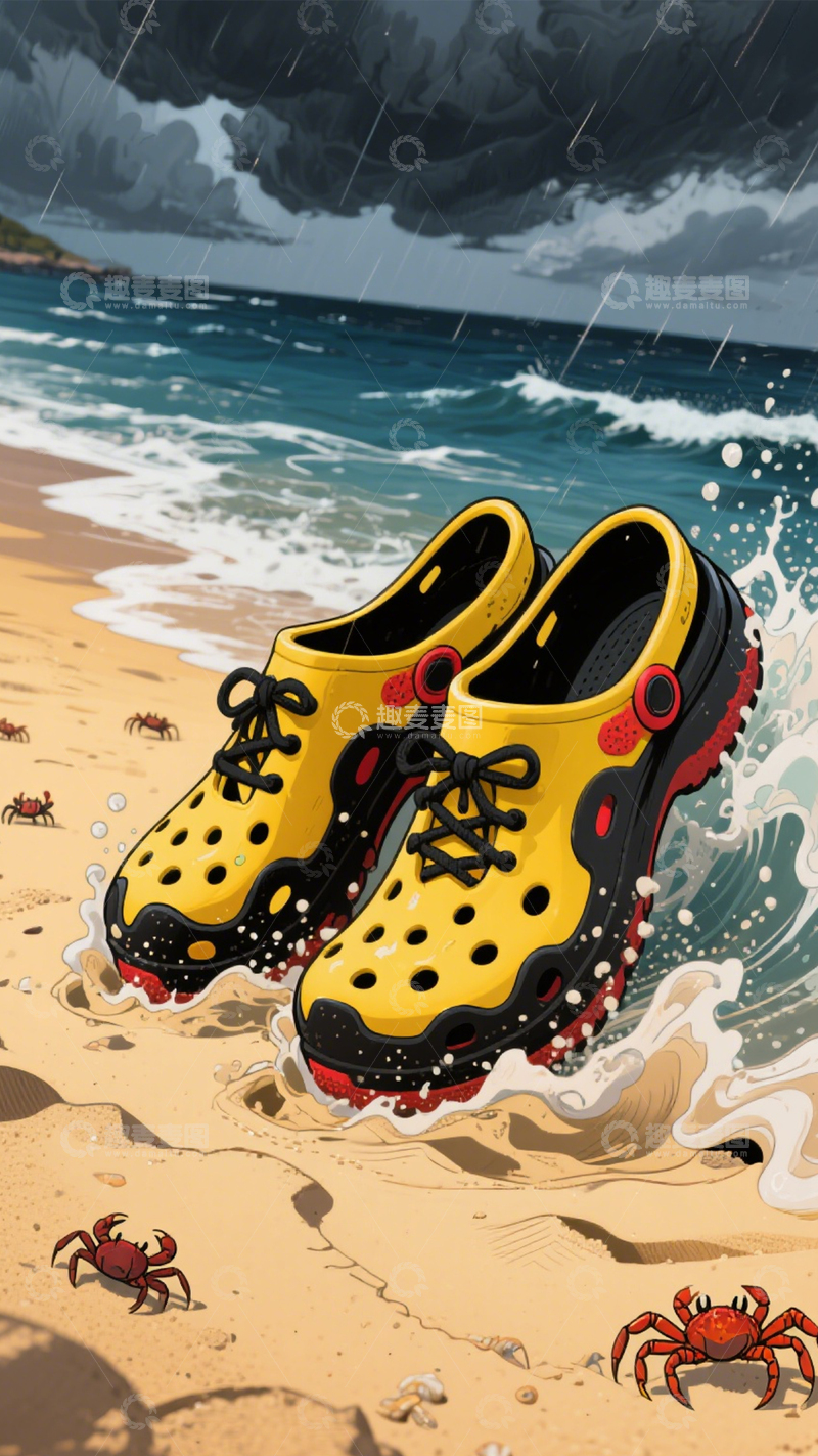 高清大图下载【趣麦麦图】洞洞鞋沙滩童趣度假2