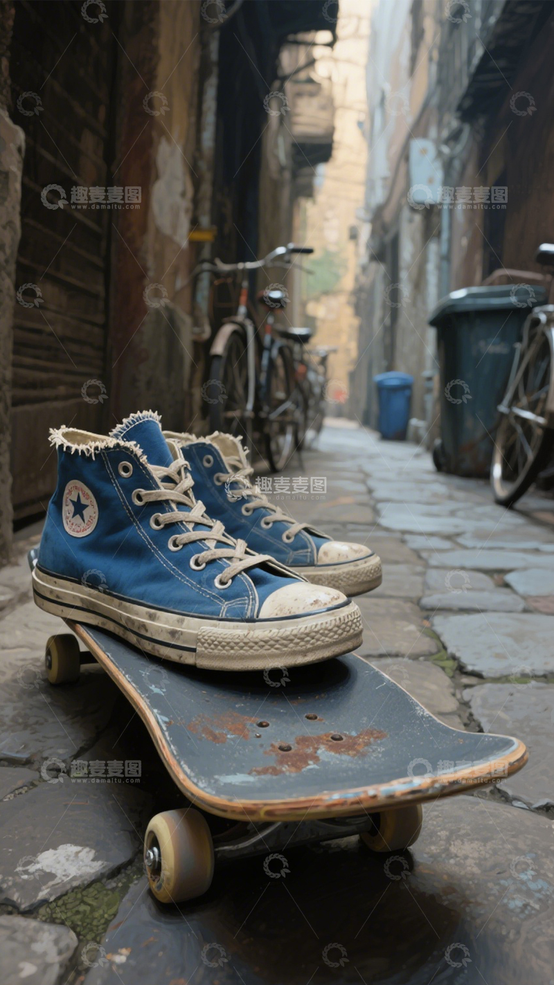 高清大图下载【趣麦麦图】街头板鞋潮流城市
