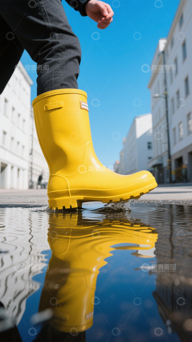 高清大图下载【趣麦麦图】雨靴雨天时尚街景1