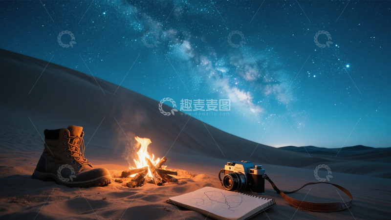 高清大图下载【趣麦麦图】沙漠露营靴户外冒险1