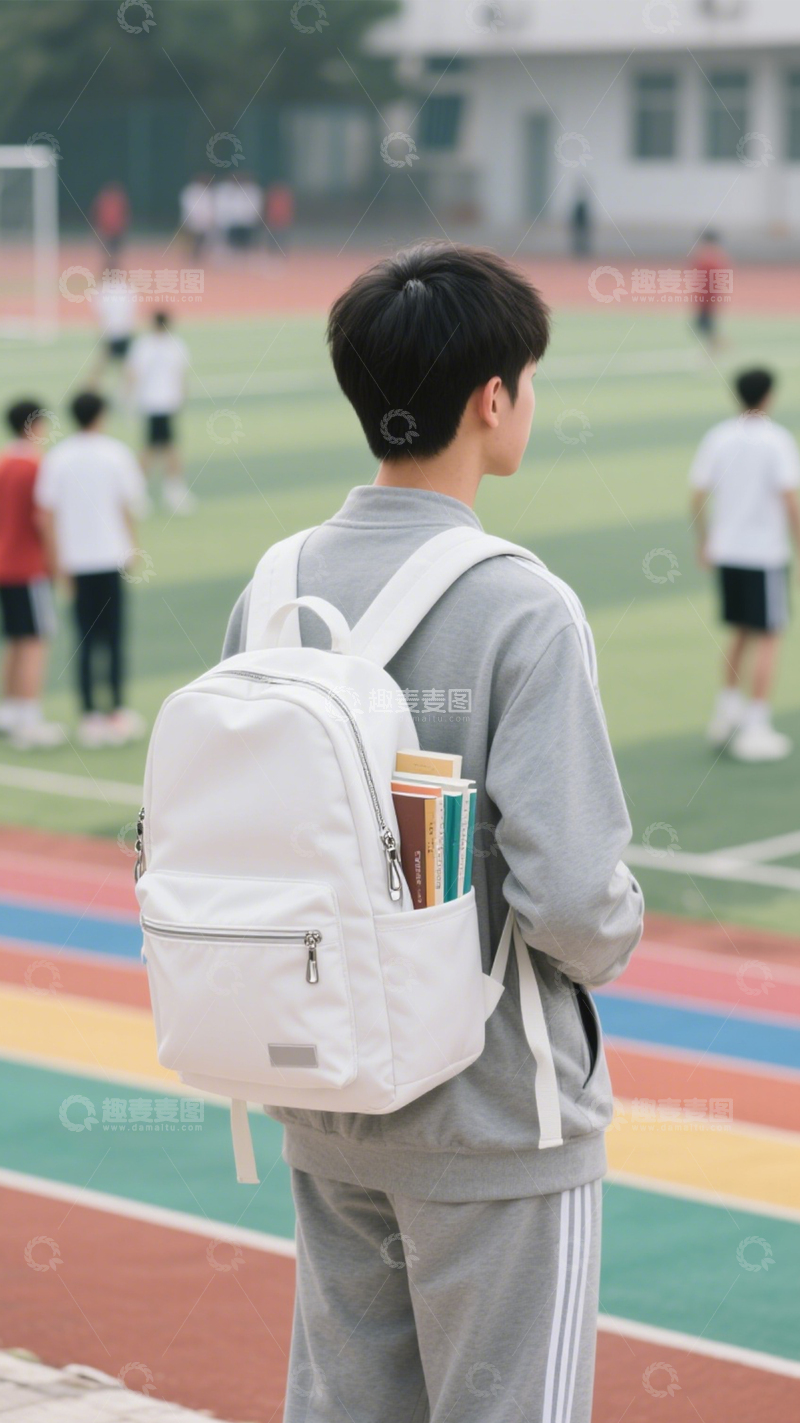 高清大图下载【趣麦麦图】校园双肩包青春简约1