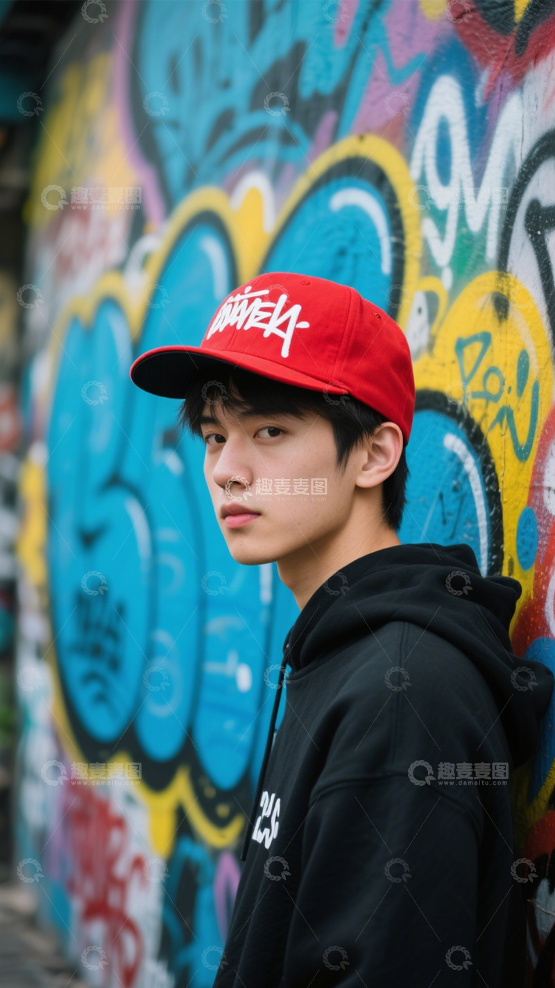 高清大图下载【趣麦麦图】潮流棒球帽街头时尚1