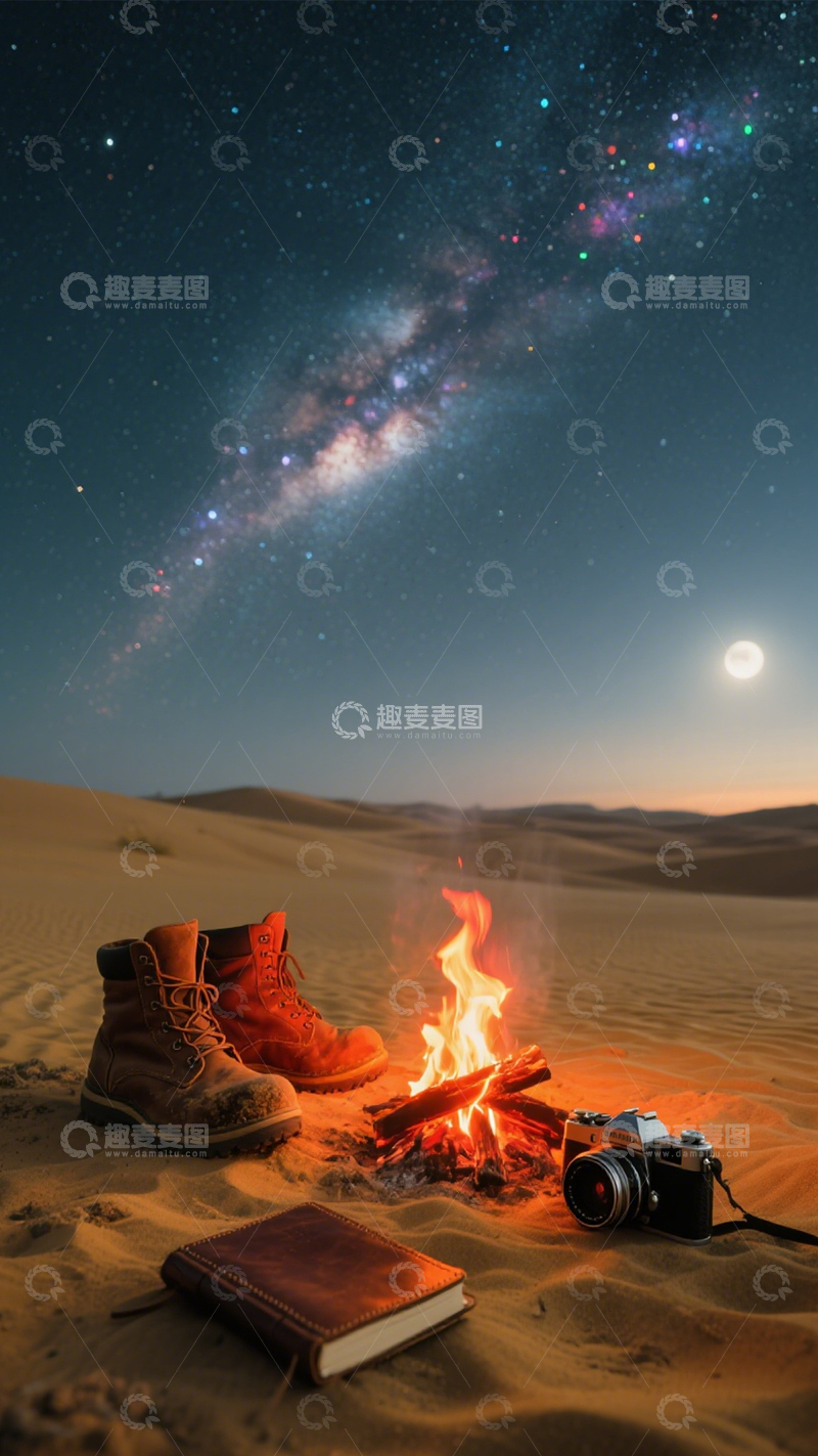 高清大图下载【趣麦麦图】沙漠露营靴户外冒险