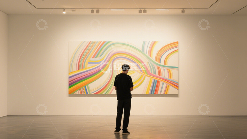 高清大图下载【趣麦麦图】艺术展厅观画静谧