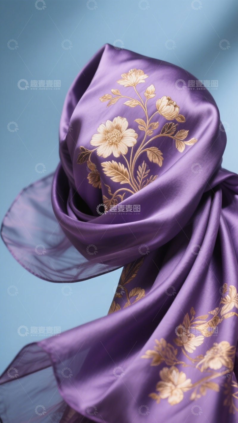 高清大图下载【趣麦麦图】真丝方巾优雅百搭1