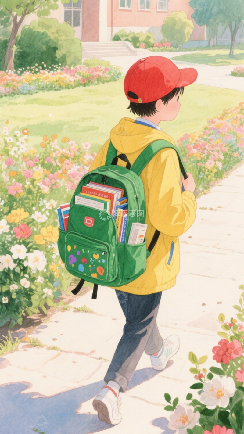 高清大图下载【趣麦麦图】校园双肩包青春简约2