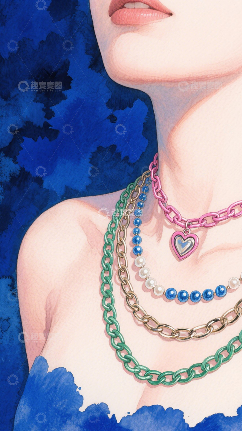 高清大图下载【趣麦麦图】项链叠戴潮流时尚