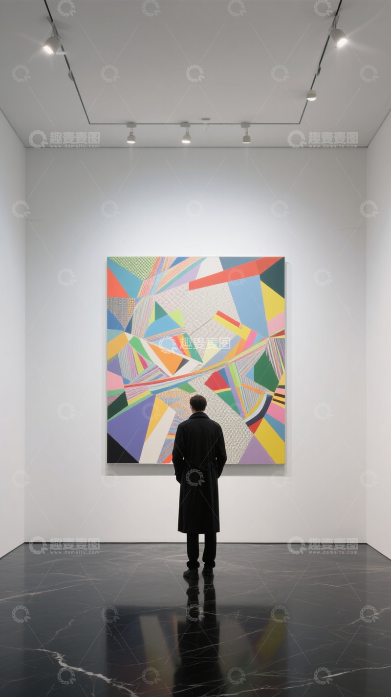 高清大图下载【趣麦麦图】艺术展厅观画静谧2