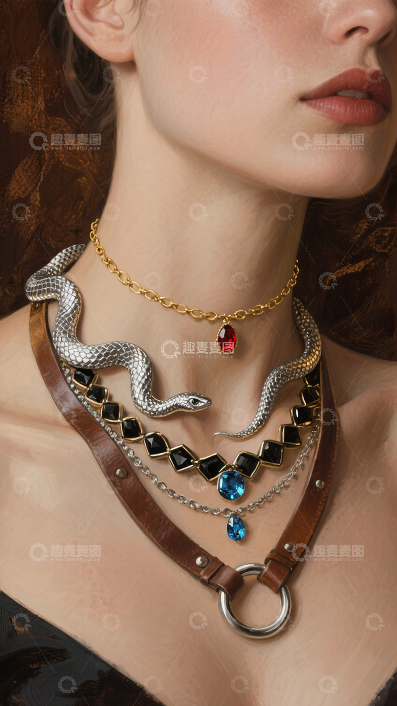 高清大图下载【趣麦麦图】项链叠戴潮流时尚1