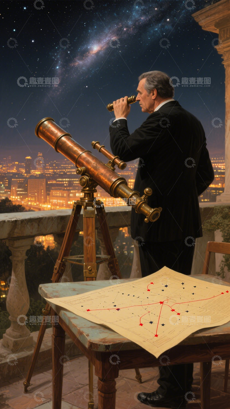 高清大图下载【趣麦麦图】望远镜观星浪漫探索3